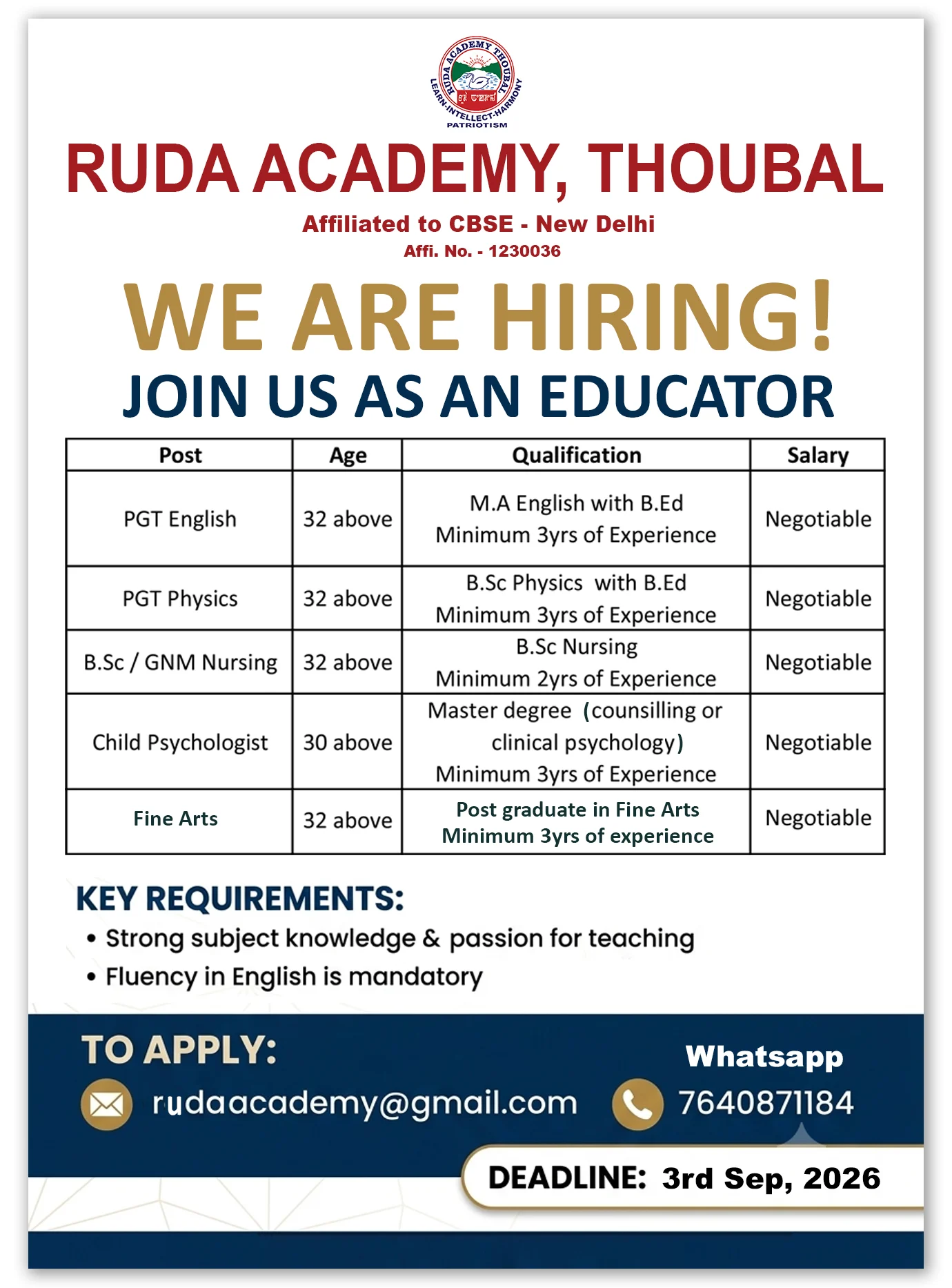 Ruda Academy Hiring